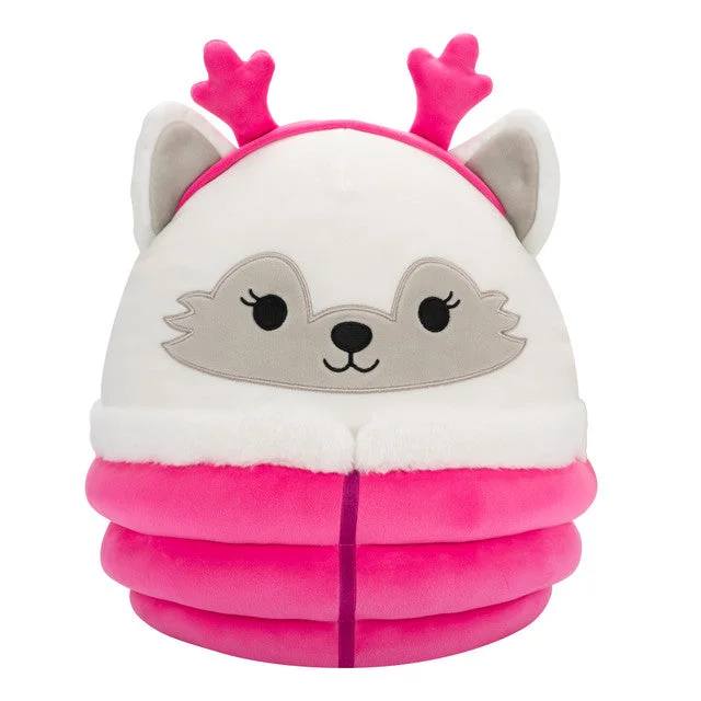 Christmas Squishmallow Gracelynn the White Winter Fox with Pink Puffer Jacket 8" Stuffed Plush by Jazwares