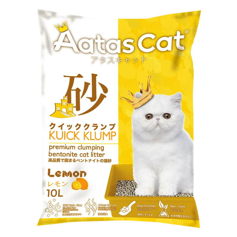 Aatas Cat Premium Clumping Bentonite Cat Litter - Kuick Klump Lemon 10L