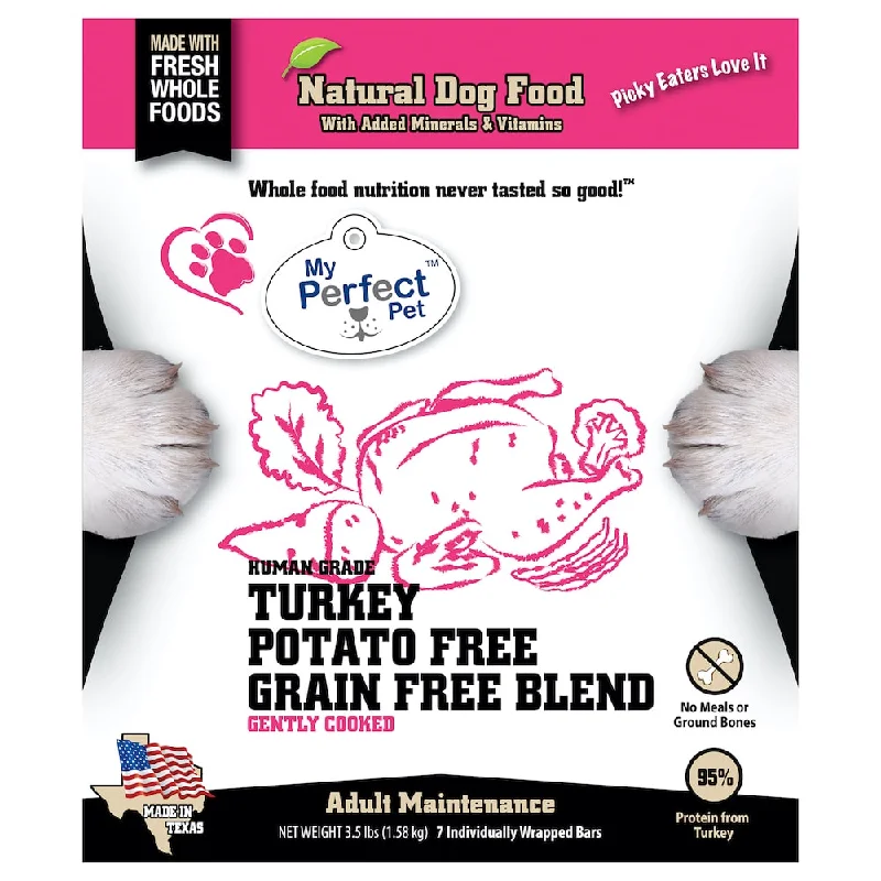 My Perfect Pet Frozen Low Glycemic Gently Cooked Turkey Grain Free Blend 15lb Bulk Box - 30 unwrapped bars