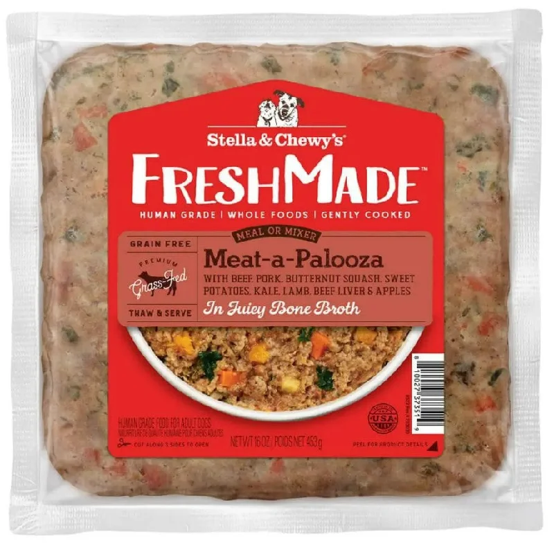 Stella & Chewy's Frozen Gently Cooked Dog Food FreshMade Grain Free Meat-A-Palooza 16oz Bag